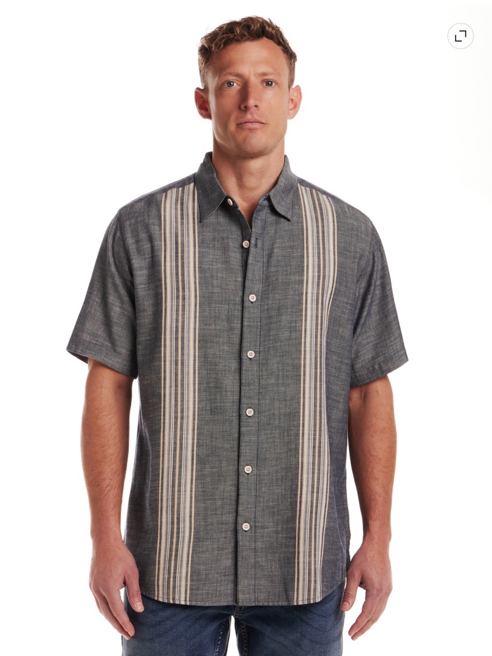 Frontier by Weatherproof Mens XL Blue Stripe Short Sleeve Shirt NWT